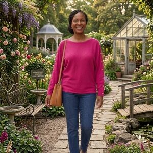 Milano Fuchsia Button-Sleeve Knit Top